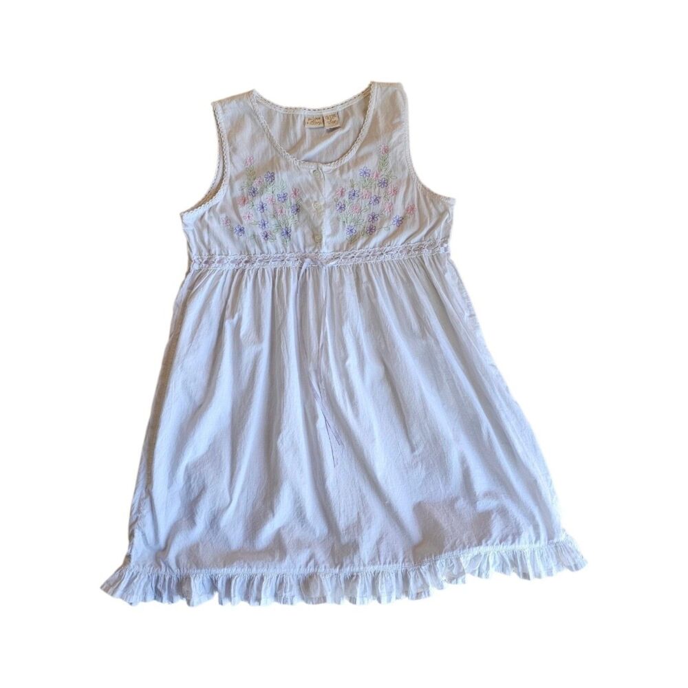 Gilligan O’Malley White Cotton Embroidered Nightgown Cottagecore Prairie Nightie - Picture 2 of 8